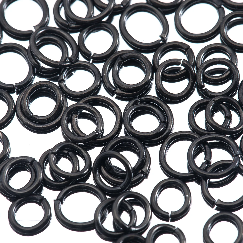100 sztuk czarne otwarte pierścienie skokowe ze stali nierdzewnej złącze dzielone pierścienie naszyjnik DIY bransoletka akcesoria do wyrobu biżuterii