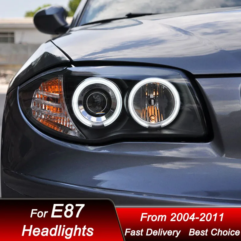 المصابيح الأمامية للسيارة BMW 1 سلسلة E87 2004-2011 مجموعة المصابيح الأمامية LED الكاملة ترقية عالية التكوين مجموعة ملحقات عدسة العرض