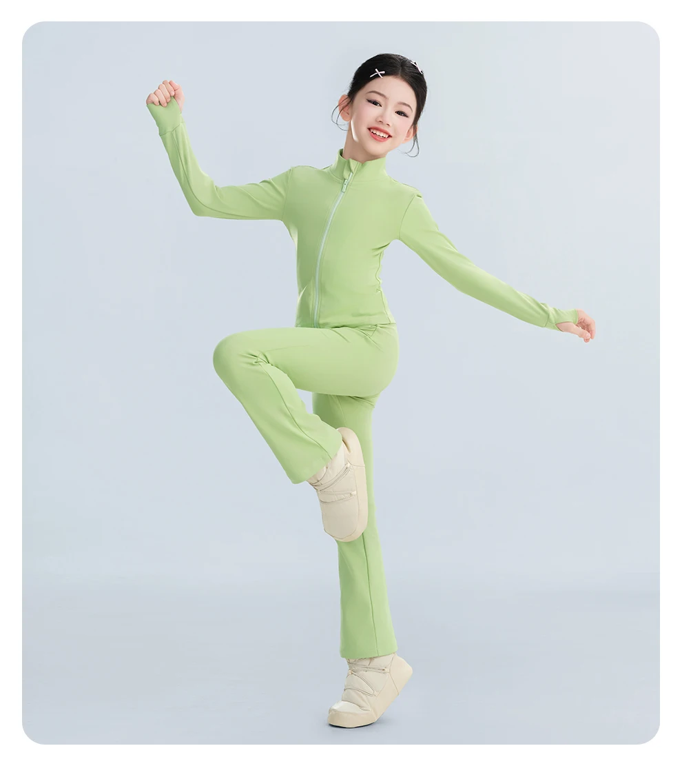 Kinder Warme Dancewear Tops Hosen Set Winter Fleece Ballett Outfits für Mädchen Tanz Praxis Leistung Kostüm – Detail 11