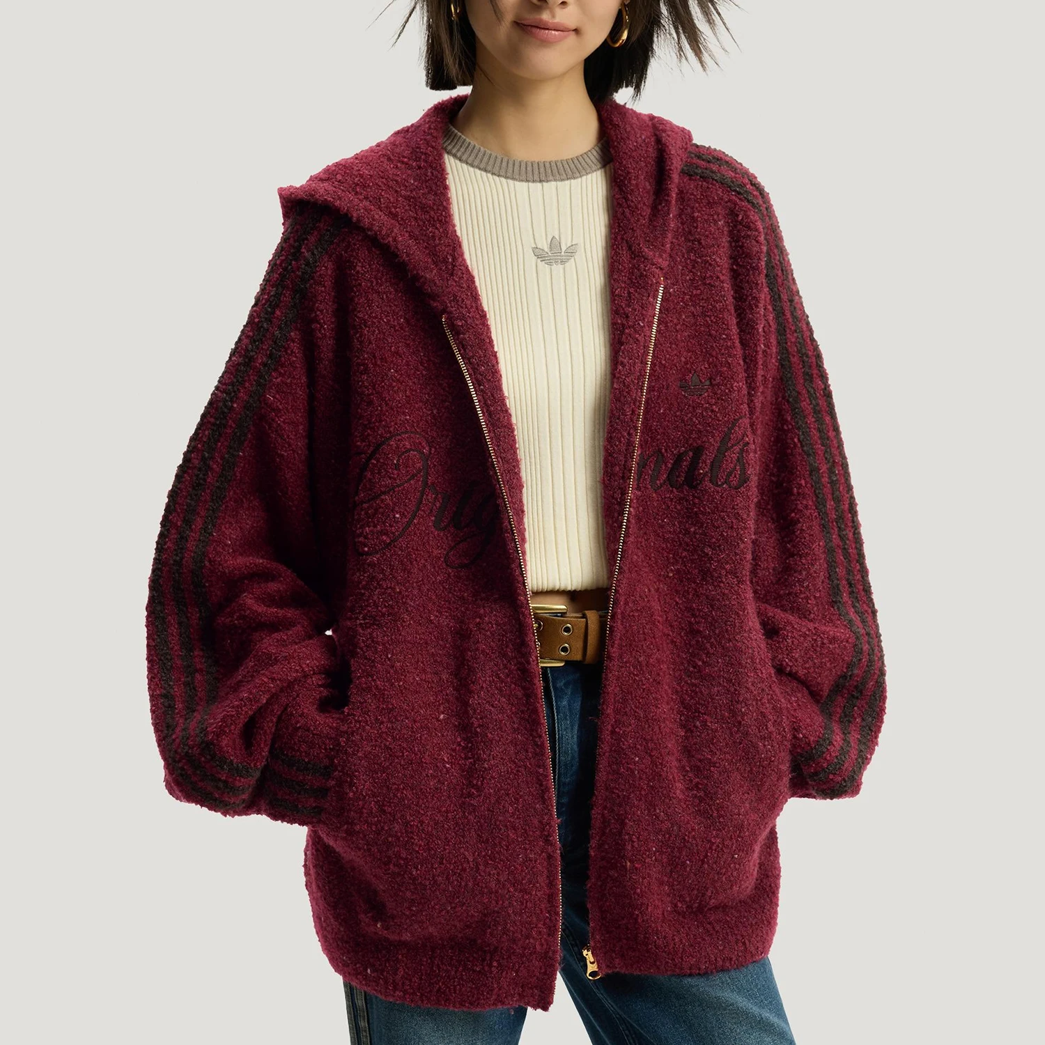 Adidas Authentic Three Leaves Men's Women's New Year Edition Retro Suede Jacket KT0718