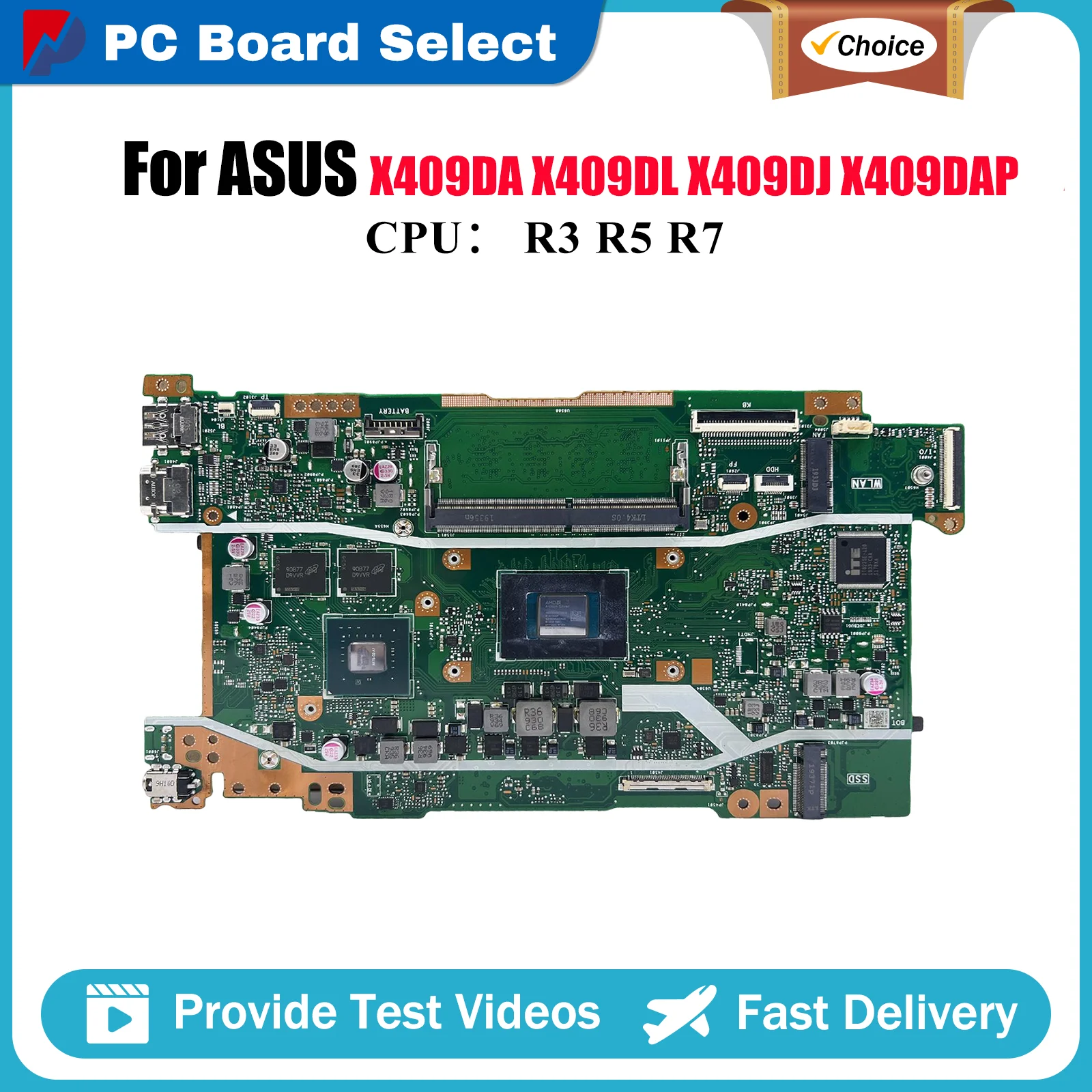 

X409DL Laptop Motherboard For ASUS Y4200D X409D D409D X409DJ FL8700DA D509D X409DL M409D X409DAP M509D Mainboard W/ R3 R5 R7 CPU
