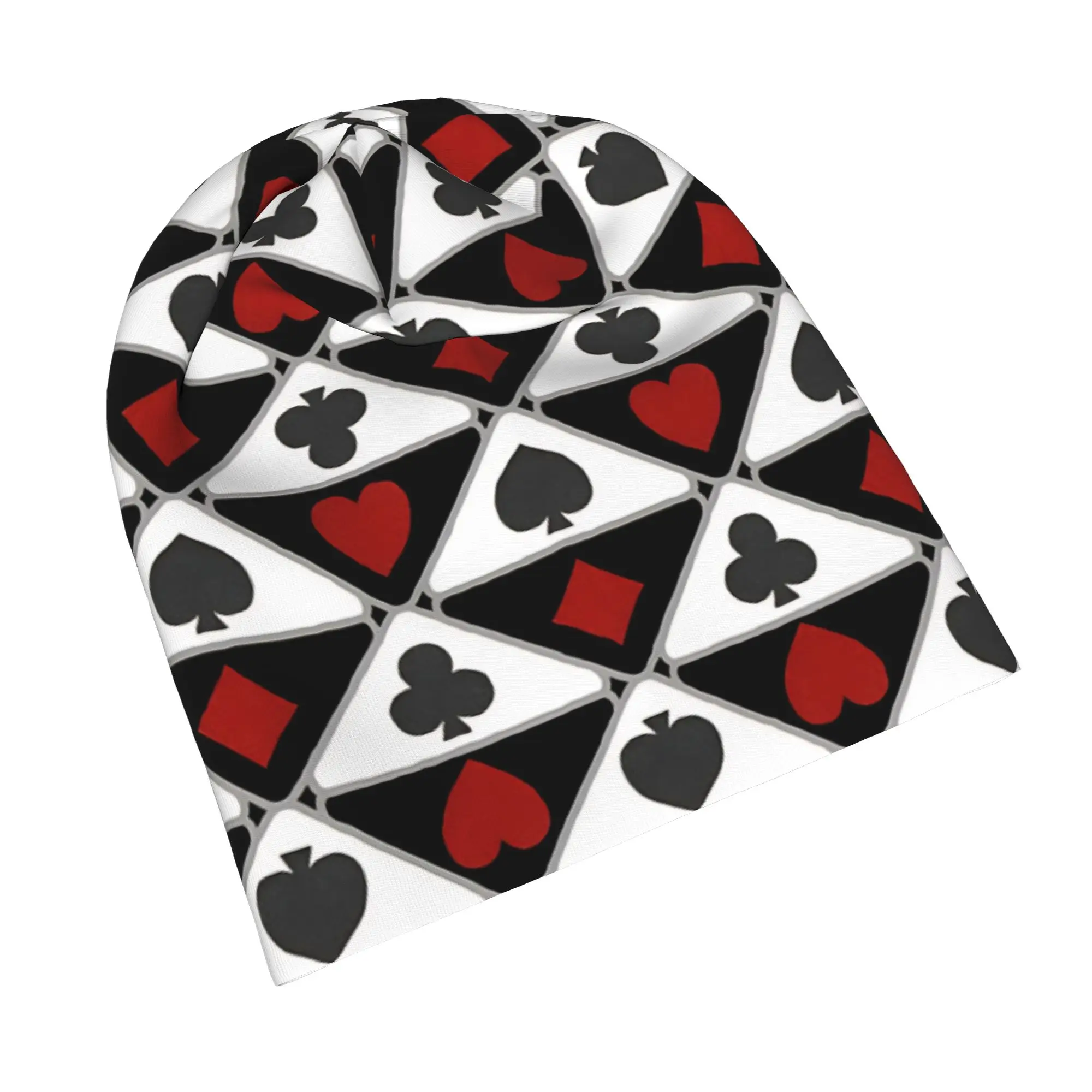 Playing card suits Poker Bonnet Hat Casual Outdoor  Skullies Beanies Hat Unisex Warm Thermal Elastic Cap