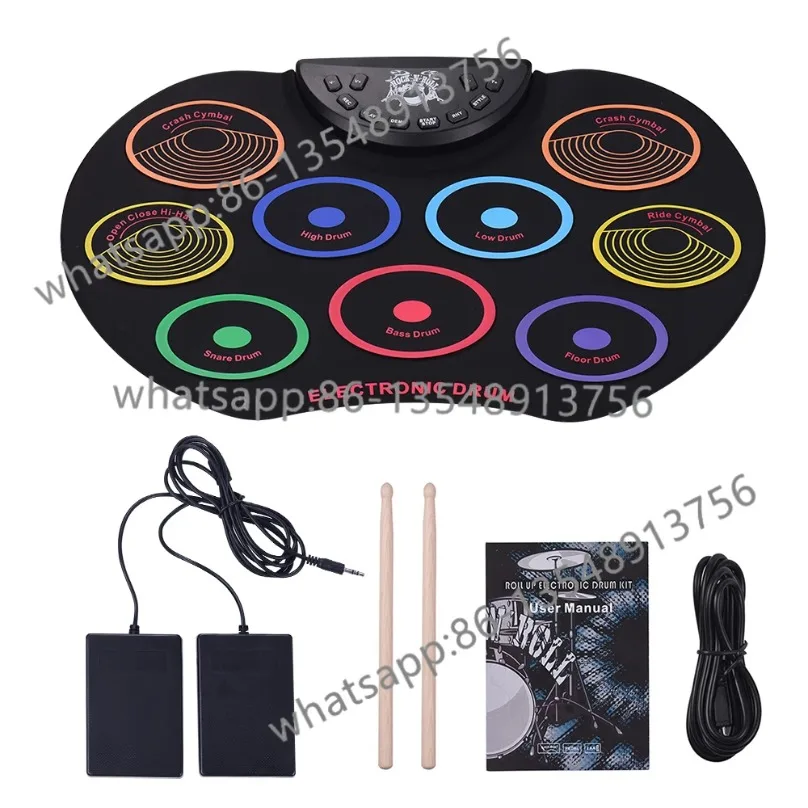 Colorful Roll‑Up Electronic Drum Kit Portable Foldable Silicone Drum Pad Kids Beginner Percussion Instrument