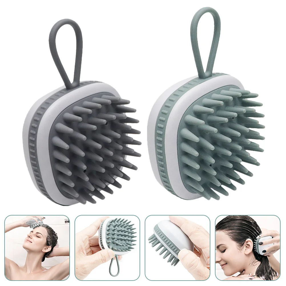 

2Pcs Silicone Scalp Massager Brush for Hair Shampoo Gentle Massage Bristles Anti-Slip Design with Lanyard for Easy Storage Kids