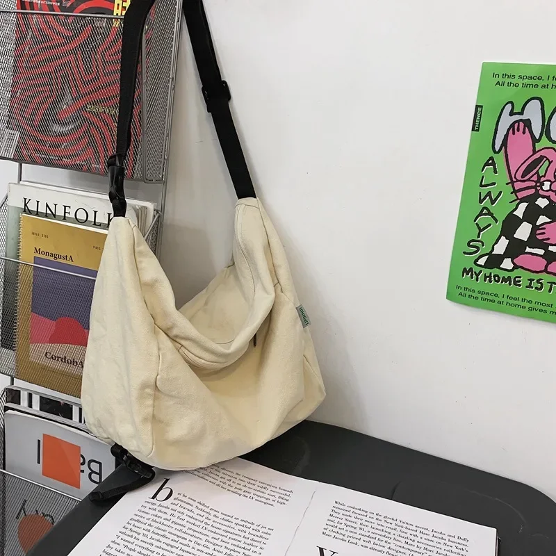 Borsa a tracolla morbida Hobo in tessuto di tela femminile di grande capacità 2024 borsa a tracolla laterale per Laptop Y2K Grunge School Book