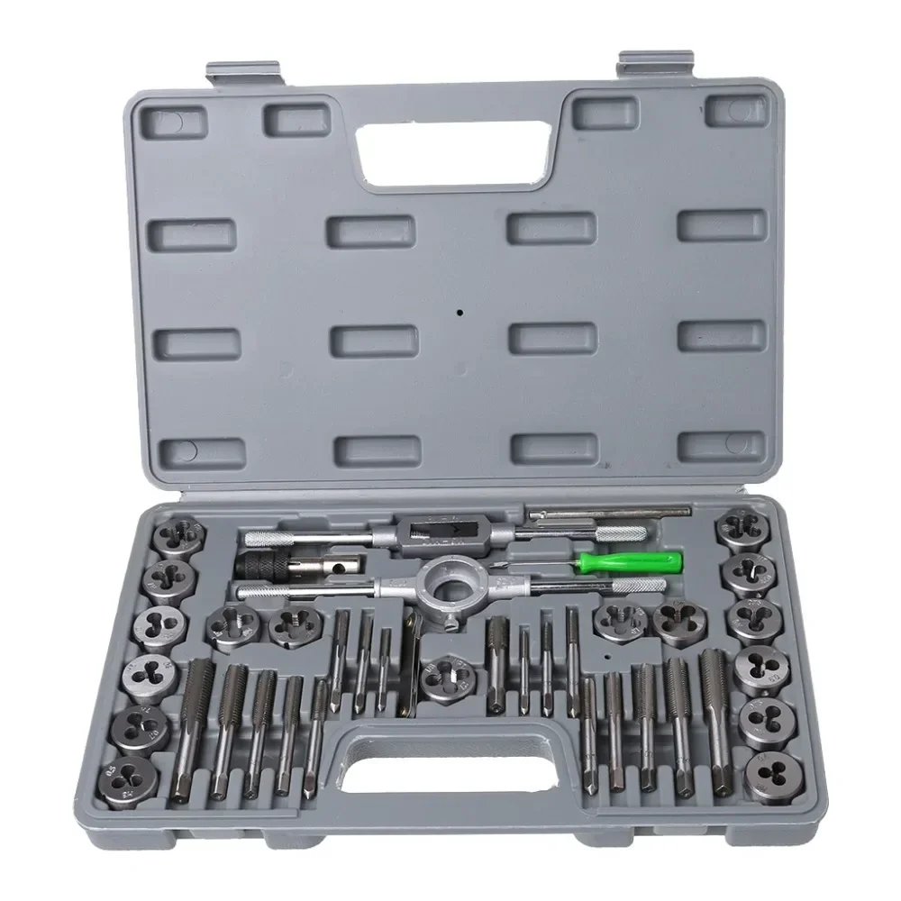 40Pcs Tap Die Set Hand Thread Plug Taps Hand Threading Tool Screw Thread Wrench Dies Kit with Storage Case