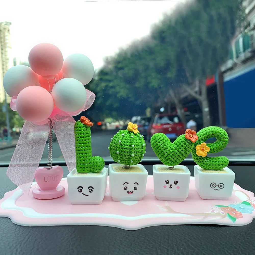 4 Pc/set Resin Succulent Set Mini Cactus Plants for Home Office Desktop Car Decoration Small Artificial Green Decor Figurines