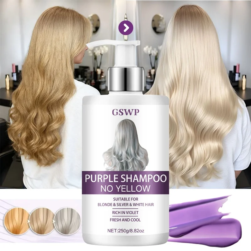 GSWP Champú 2 en 1 de gran capacidad, color morado, limpia suavemente, neutraliza los tonos amarillos y mantiene un color vibrante para el cabello. 250g