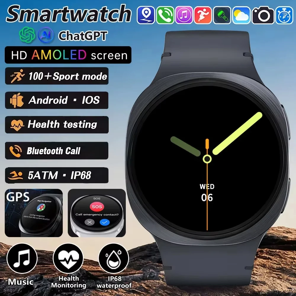 

2026 HD8 Mini Smart Watch GPS Tracker Waterproof AMOLED Heart Rate Monitor Bluetooth Call Sport Health Smart Watch For Man Women