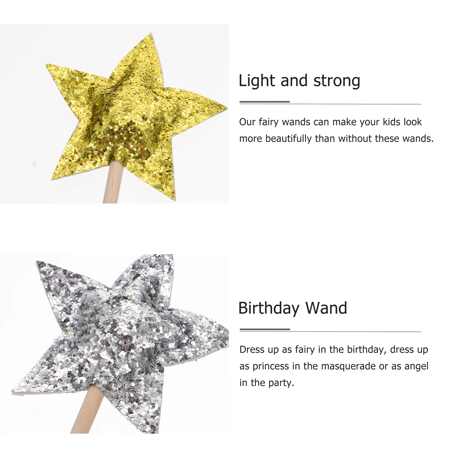 

2 PCS Wand Props Kids' Star Adorable Fairy with Princess Party Favors Fabric Practical