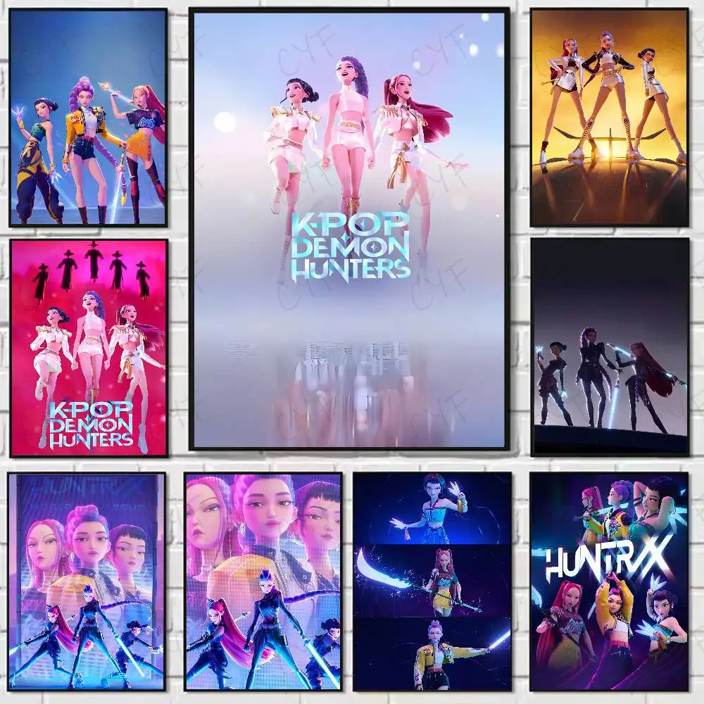 أنيمي K-Kpop شيطان الصيادين المشارك لزجة جدار الفن الطباعة مقاوم للماء غرفة المعيشة المنزلي غرفة نوم بار ديكور جمالي