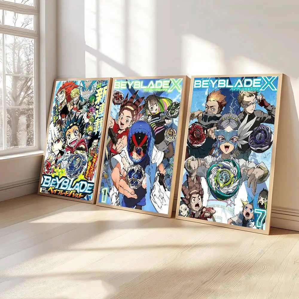 Anime B-Beyblade X Vintage Self-adhesive Art Poster Waterproof Paper Sticker Coffee House Bar Posters Wall Stickers