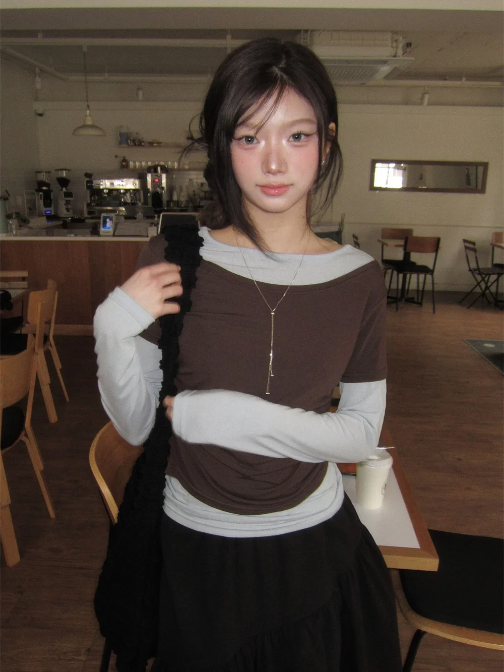 Casual Style Short Sleeve T-Shirt Slimming Waistline Design Long Sleeve Top Set Women's Spring Fashion Breathable Skin-friendly