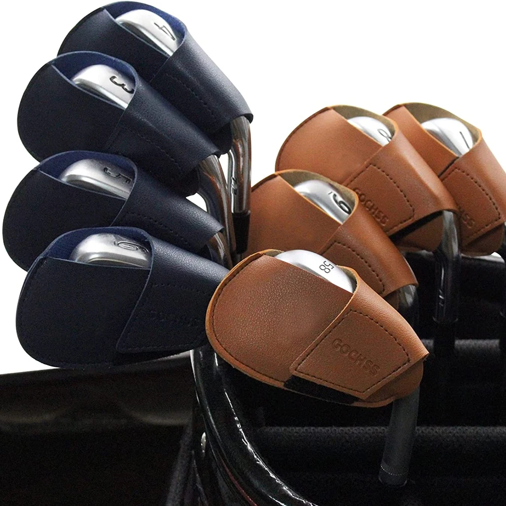 10 Pcs Golf Iron Club Head Cover Rod Head Protective Case PU Leather Wedges Covers Golf Sporting Accessories Putter Protector