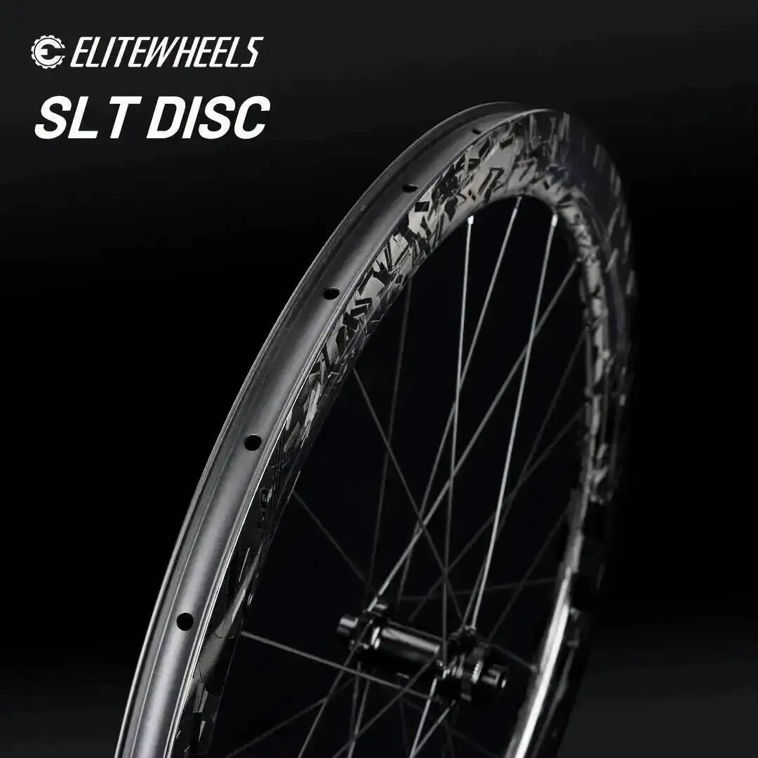 

ELITEWHEELS Forged Wave SLT-Disc Pattern Finish Disc Brake Ceramic Bearing Carbon Wheelset WheelsCenter Lock 1423 Spoke