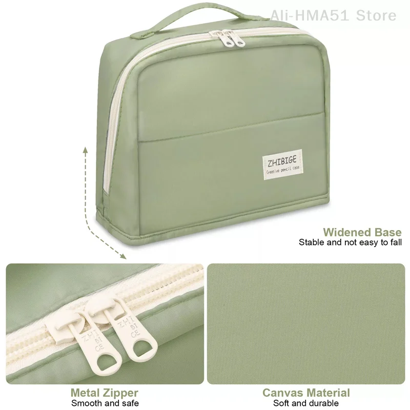Solid Color Large Capacity Storage Bag Minimalist Multi-functional Multi-layer High Aesthetic Student Stationery Bag 1PC