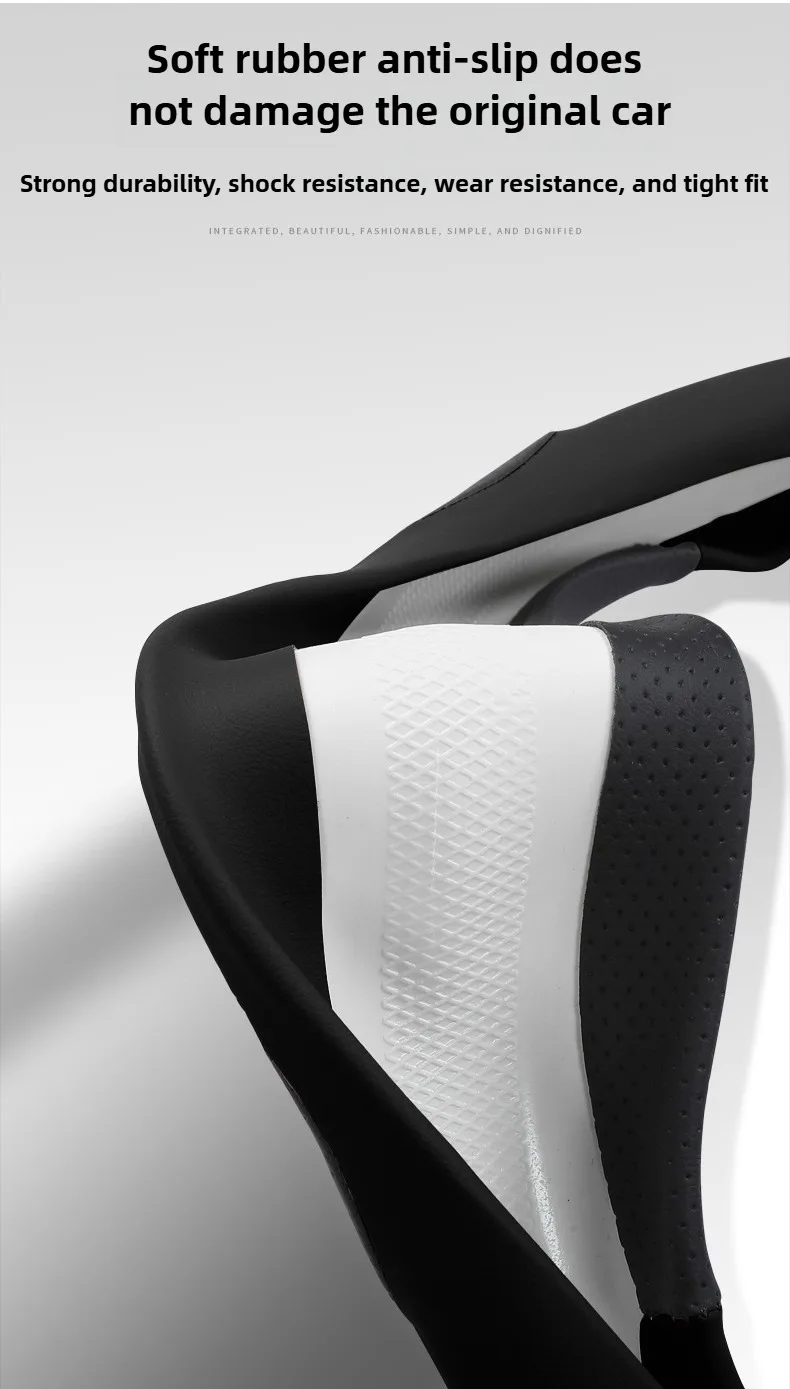 Universal Car Steering Wheel Cover Leather Steering Wheel Covers Car Interior Accessories 38cm O/D Type Non Slip Steering Covers - Image 6