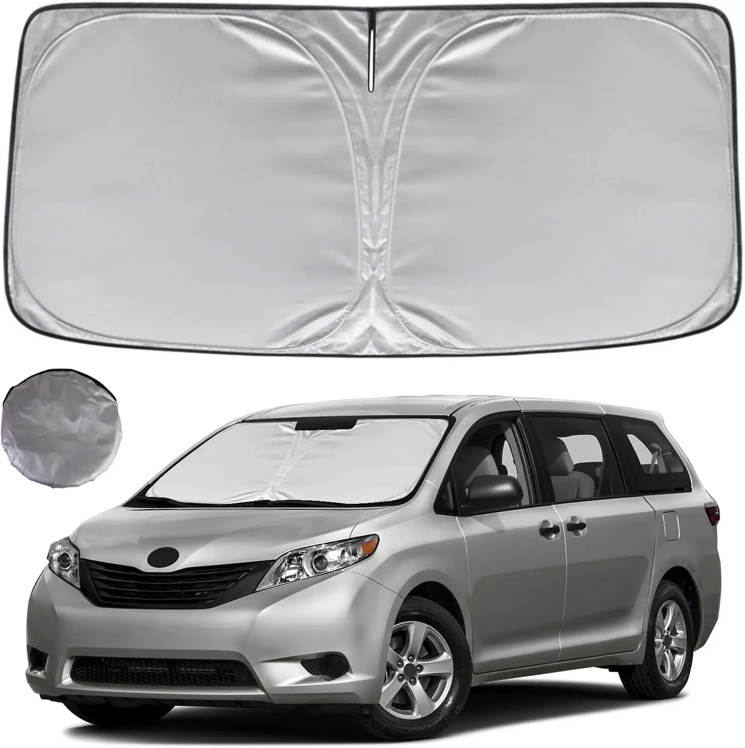 

Foldable Sunshade for 2011-2020 Toyota Sienna Mini Van Front Window Custom Fit Car Accessories