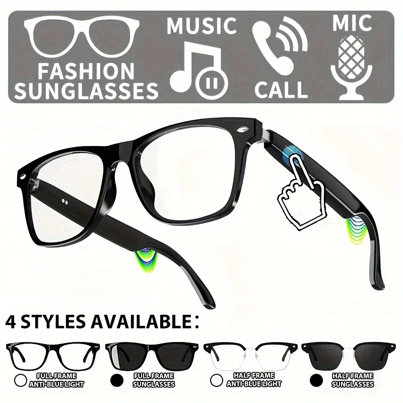 Senbono novos óculos inteligentes sem fio bluetooth ouvir música atender ao telefone masculino e feminino moda anti-luz azul glasse