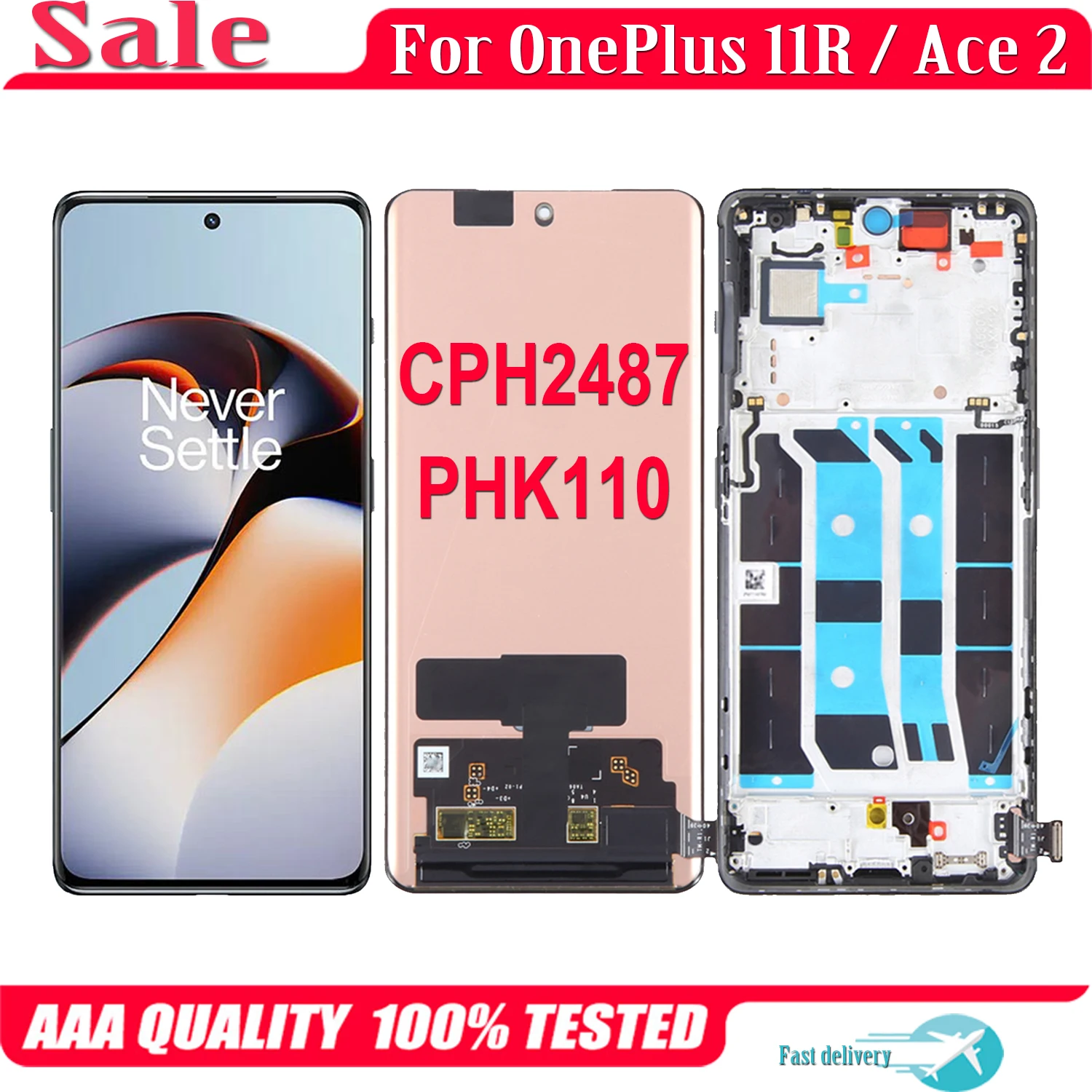 

AMOLED For Oneplus 11R Ace 2 PHK110 CPH2487 LCD Display Touch Screen Digitizer Assembly For OnePlus Ace2 LCD