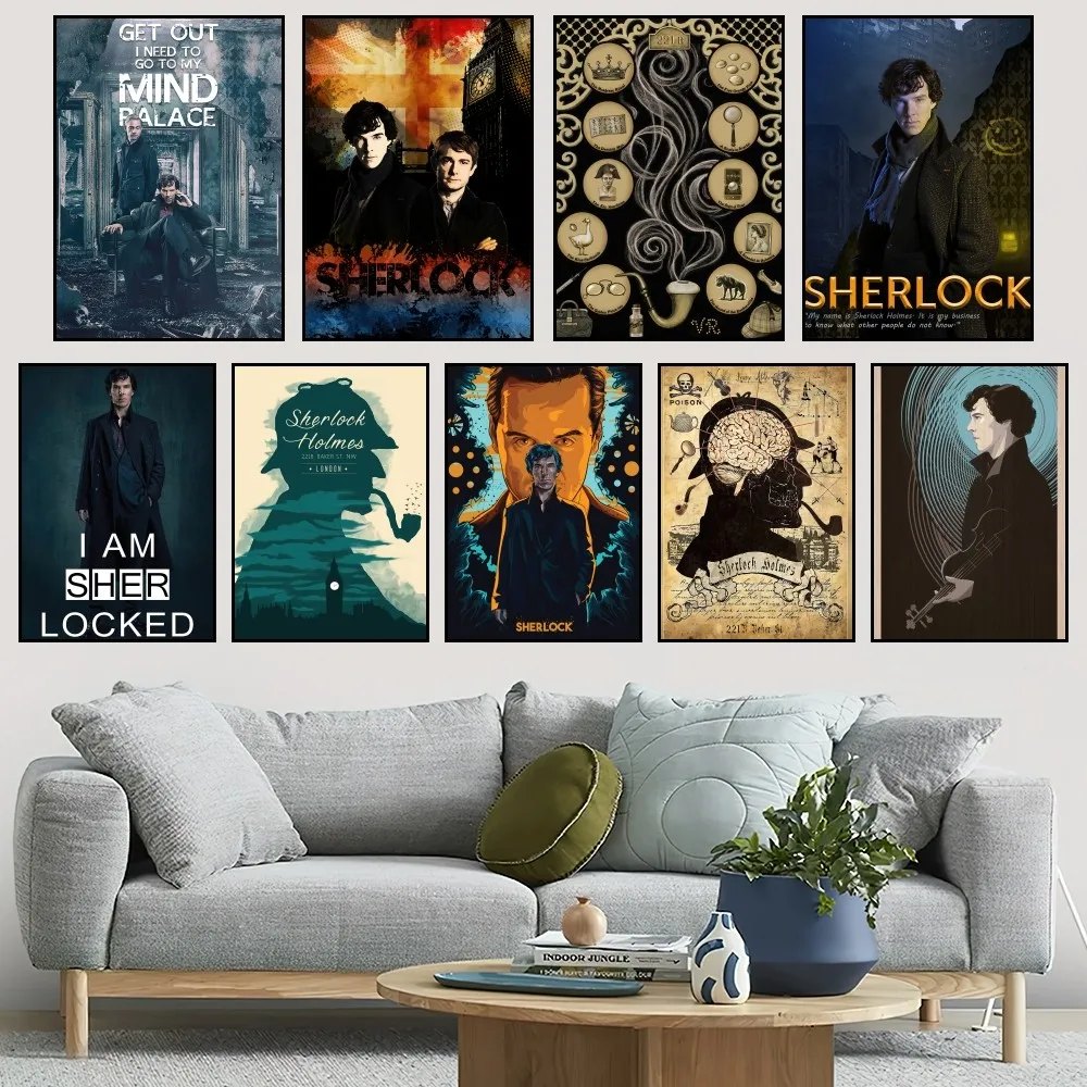 

Britain H-Holmess TV S-Sherlock Poster Small Bar Coffee House Decor Aesthetic Art Wall Painting Stickers Indoor