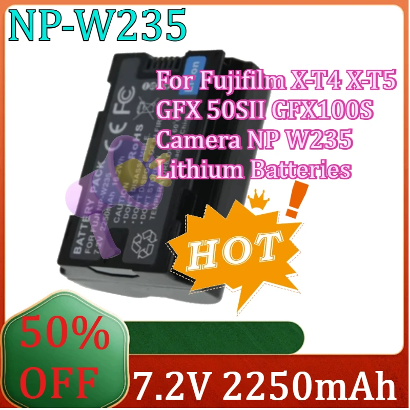 

For Fujifilm X-T4 X-T5 GFX 50SII GFX100S Camera NP W235 Lithium Batteries New 7.2V 2250mAh NP-W235 High-Quality