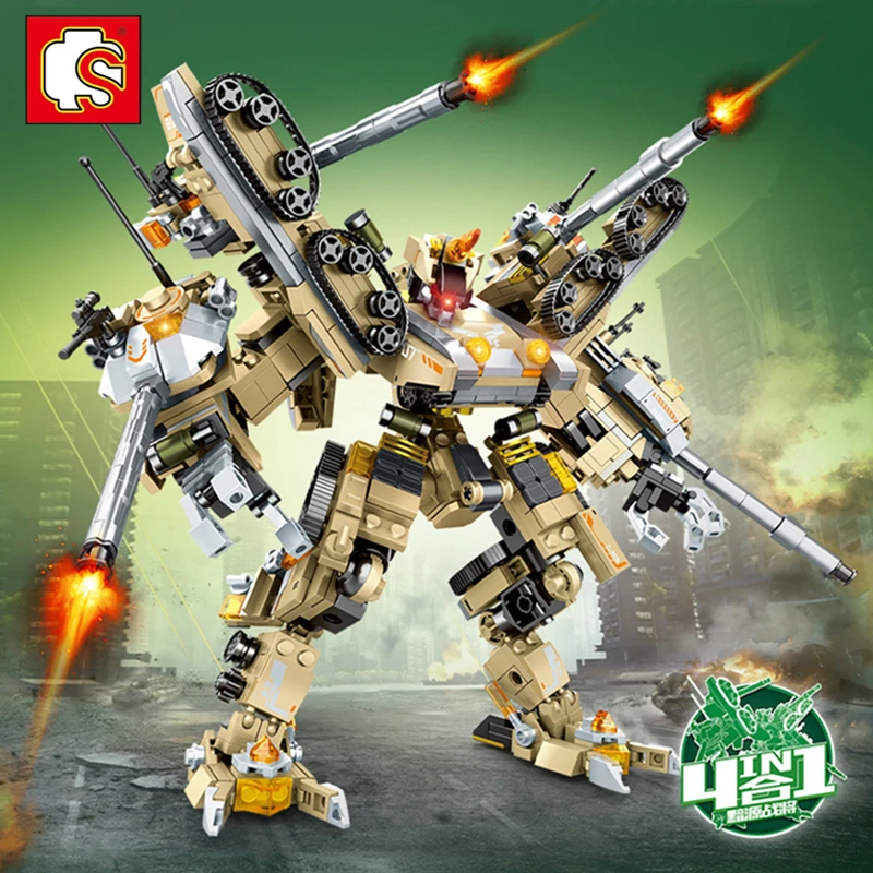 SEMBO Tank Building Block Combination Robot Model DIY Assembly Motivated Mecha Children's Toys Cool Birthday Gifts No Box