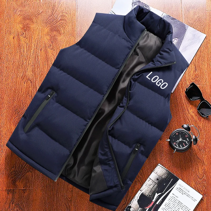 

Custom LOGO Vest Men Autumn Jackets Thick Vests Man Sleeveless Coats Male Warm Cotton-Padded Customied Waistcoat Men Gilet Veste