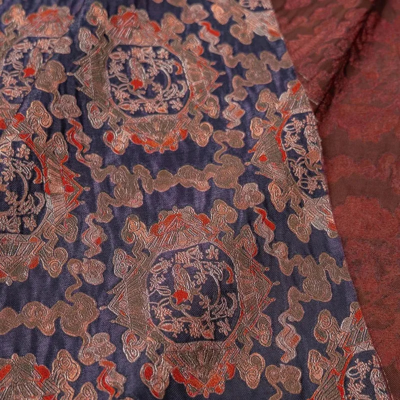 Fioletowo-czerwona rayonowa tkanina żakardowa w kwiaty z lureksem, nowy chiński styl, na koszule, sukienki, qipao, kamizelki, hanfu, akcesoria do szycia DIY