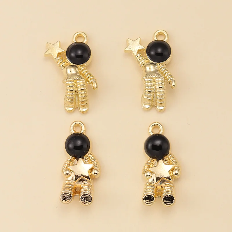 10Pcs Fashion Gold Color Metal Astronaut Stars Charms for DIY Bracelets Necklaces Pendants Handmade Jewelry Accessories Finding