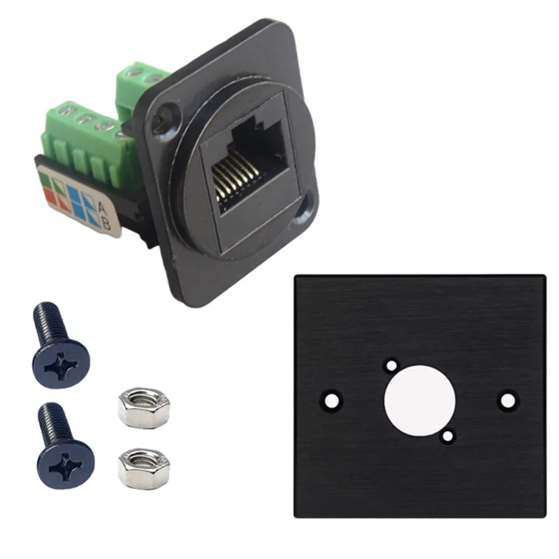 Modulo CABE-Computer Modulo di rete CAT5E Nero a forma di D RJ45 Super Categoria 5 Cablaggio Rete CAT5E 86 Pannello Modulo pannello rack 1U