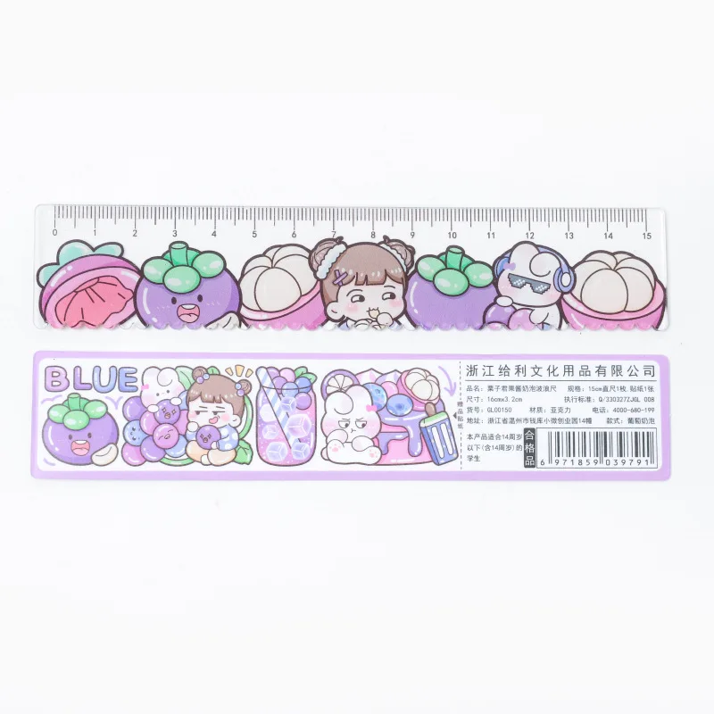 1 pc Kawaii Little Girls Fruits Cartoon Plastic Straight Rulers Kawaii School Office Supplies Planner Accessories Student Prize