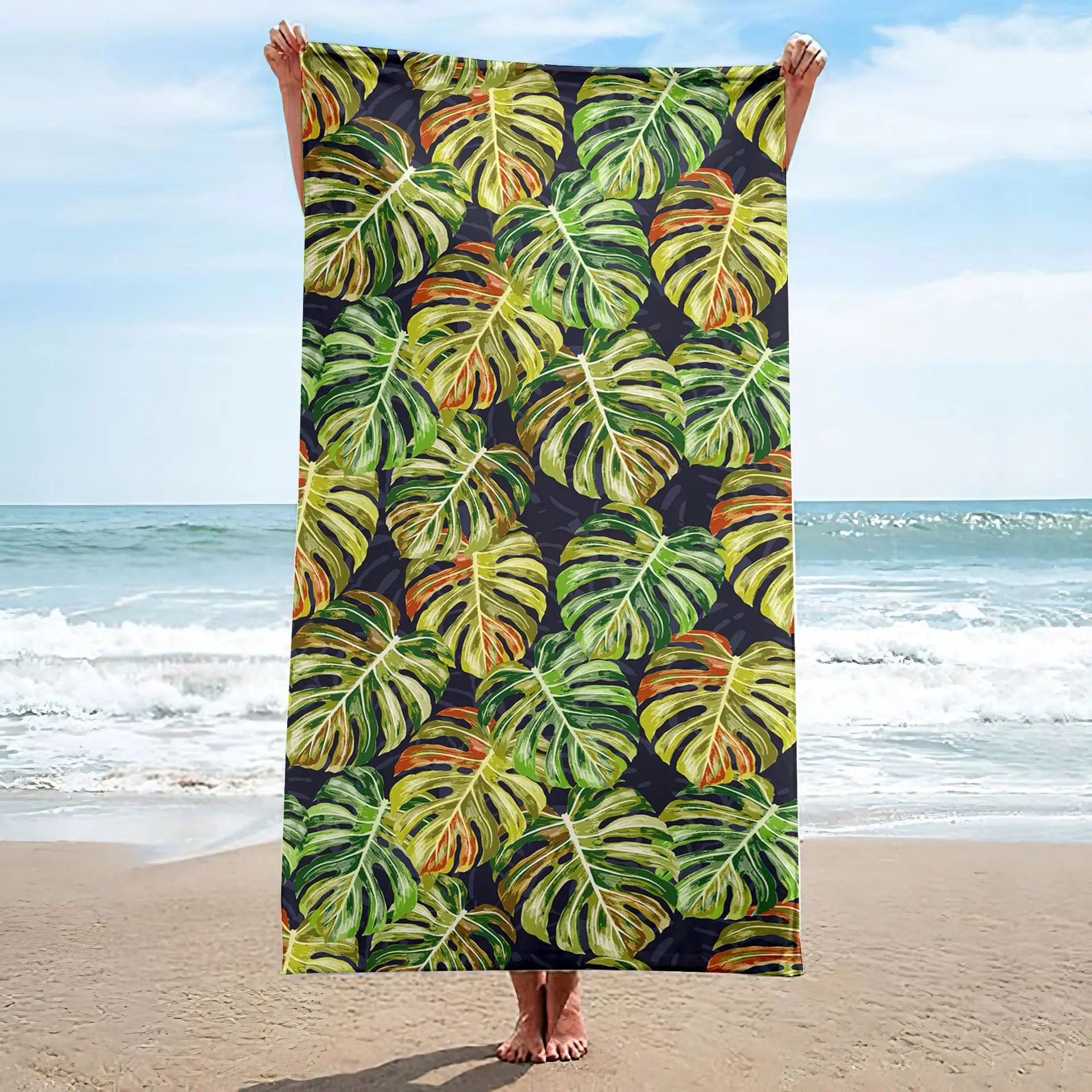 2D Underwater Shells Starfish Beach Towel Ocean Life Print Swimming Cover Up Cute Holiday Souvenir