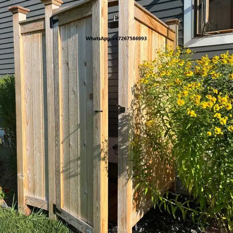 Freestanding Cedar Outdoor Shower Room for Garden Pool Deck Villa