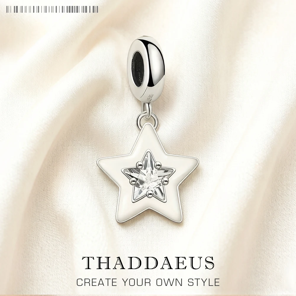 Dangle Charm White Star Pendant Hot Sell Europe Fine European Romantic Gift For Women in Pure 925 Sterling Silver
