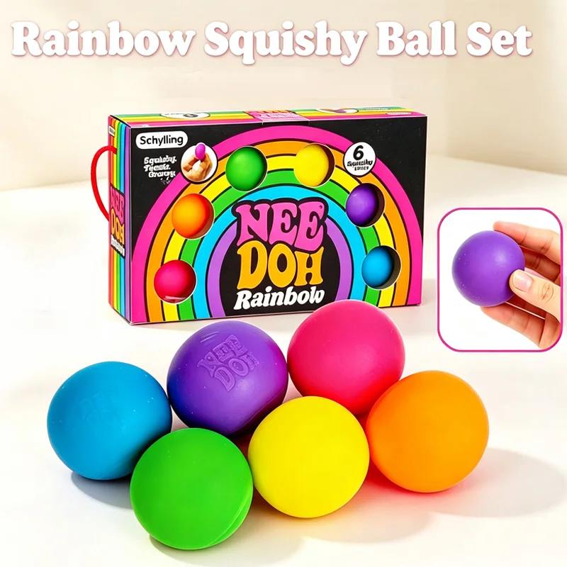 Needoh Rainbow Teenie Stress Ball Sensory Fidget Toy Stress Relief Relaxation Blind Box Surprises Anti-stress Party Toy Gifts