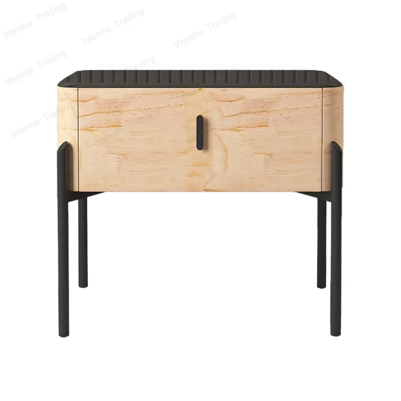 

All solid wood Italian minimalist bedside table high-end light luxury bedside table