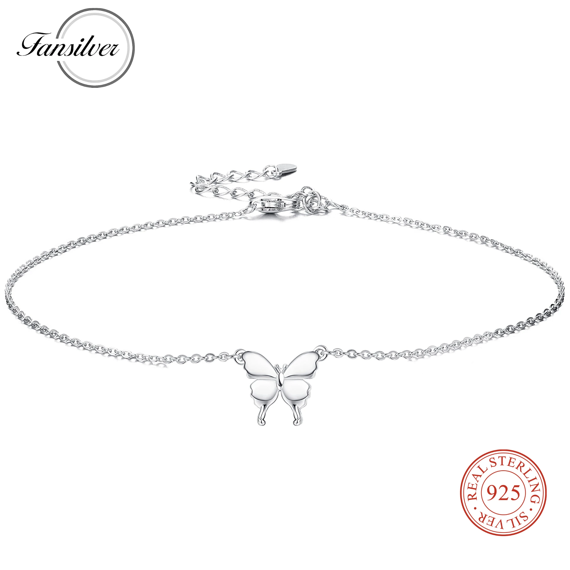 

Fansilver 925 Sterling Silver Bracelets for Women Charm Cute Link Chain Bracelet Double Adjustable Butterfly Bracelets Jewelry