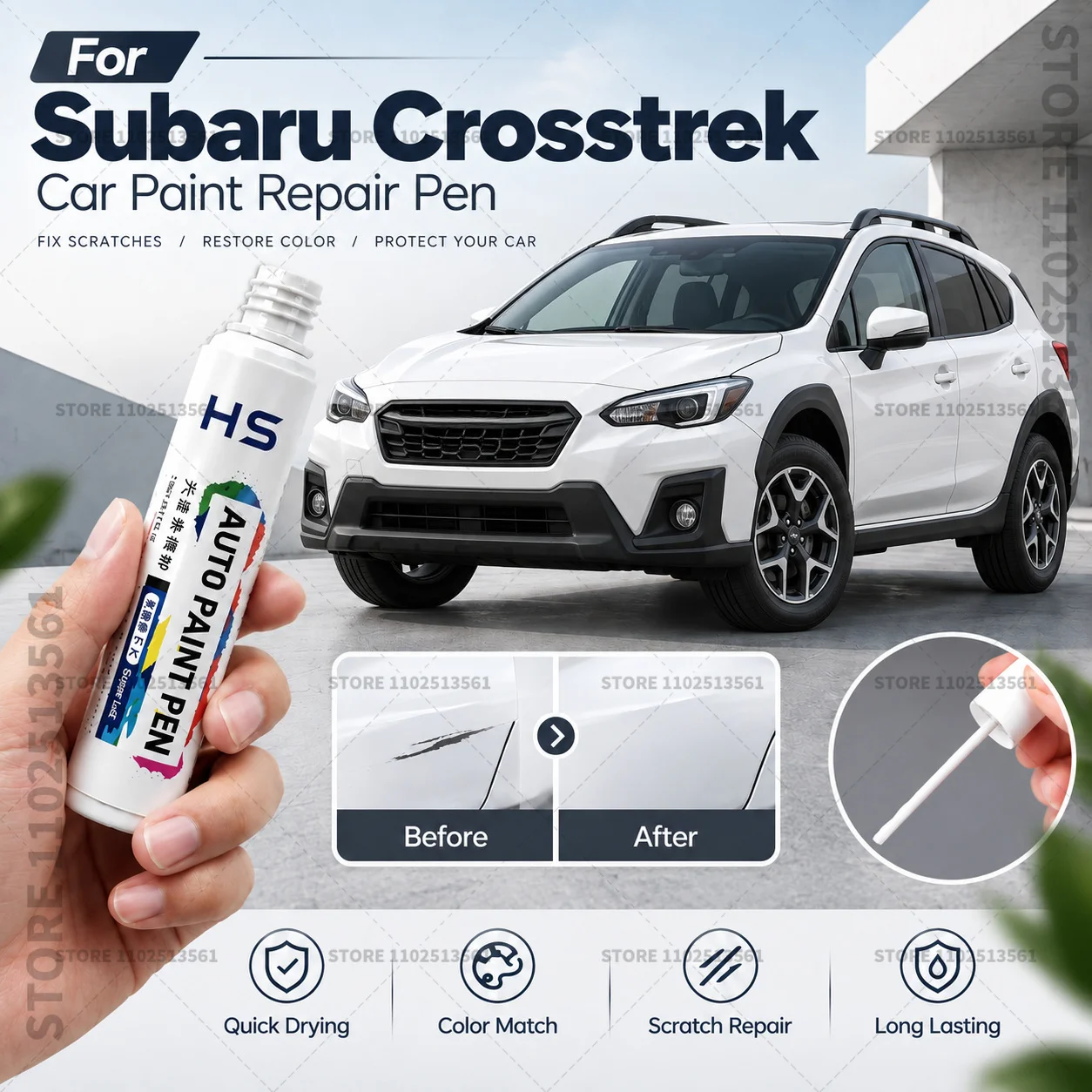 For Subaru Crosstrek Blue Car Touch Up Paint Pen for Minor Scratches Repair Waterproof Paint Marker Auto Body Repair Accessories