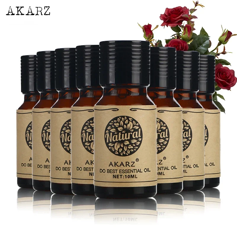 

AKARZ Helichrysum Verbena Orris Frangipani Lavender Jasmine Peppermint Geranium Essential Oil Set - 8 x 10ml Bottles