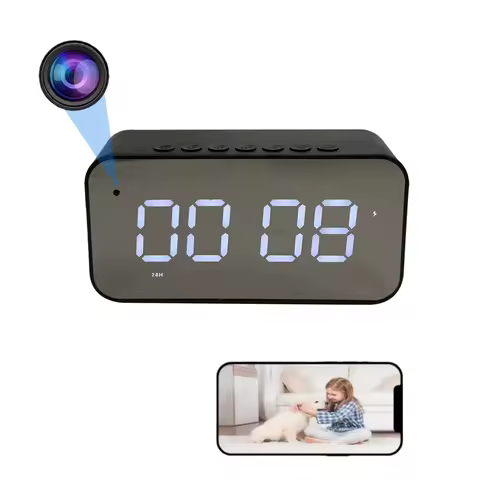 Smart Clock Camera with Temperature/Humidity Sensor, 4K WiFi, Motion Detection, Recording, Remote Viewing – Home Health Monitor
