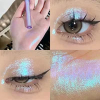 Resaltador con purpurina, sombra de ojos líquida, brillo multicromo, maquillaje de ojos camaleón, sombra de ojos brillante perla de alto brillo