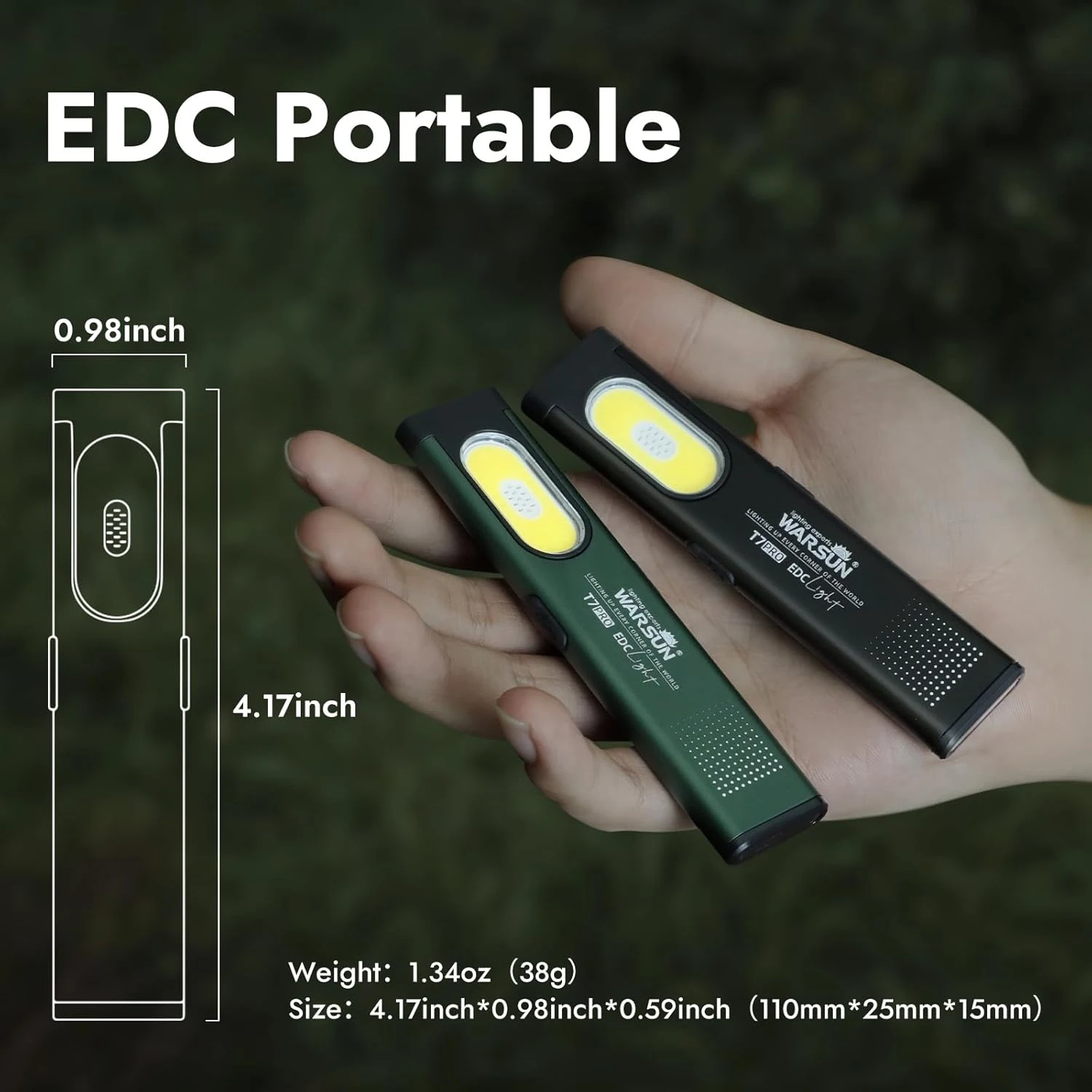 Warsun T7 LED Keychain Flashlight 650Lm Portable Mini Torch Light Pocket Lantern with Magnet Flood Work Light