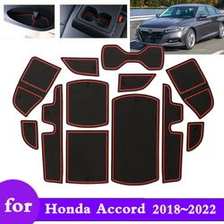 Rubber Mat Groove Cup for Honda Accord 10 10th Gen LX 2018 2019 2020 2021 2022 Anti-slip Slot Hole Pad Car Stickers Accessories