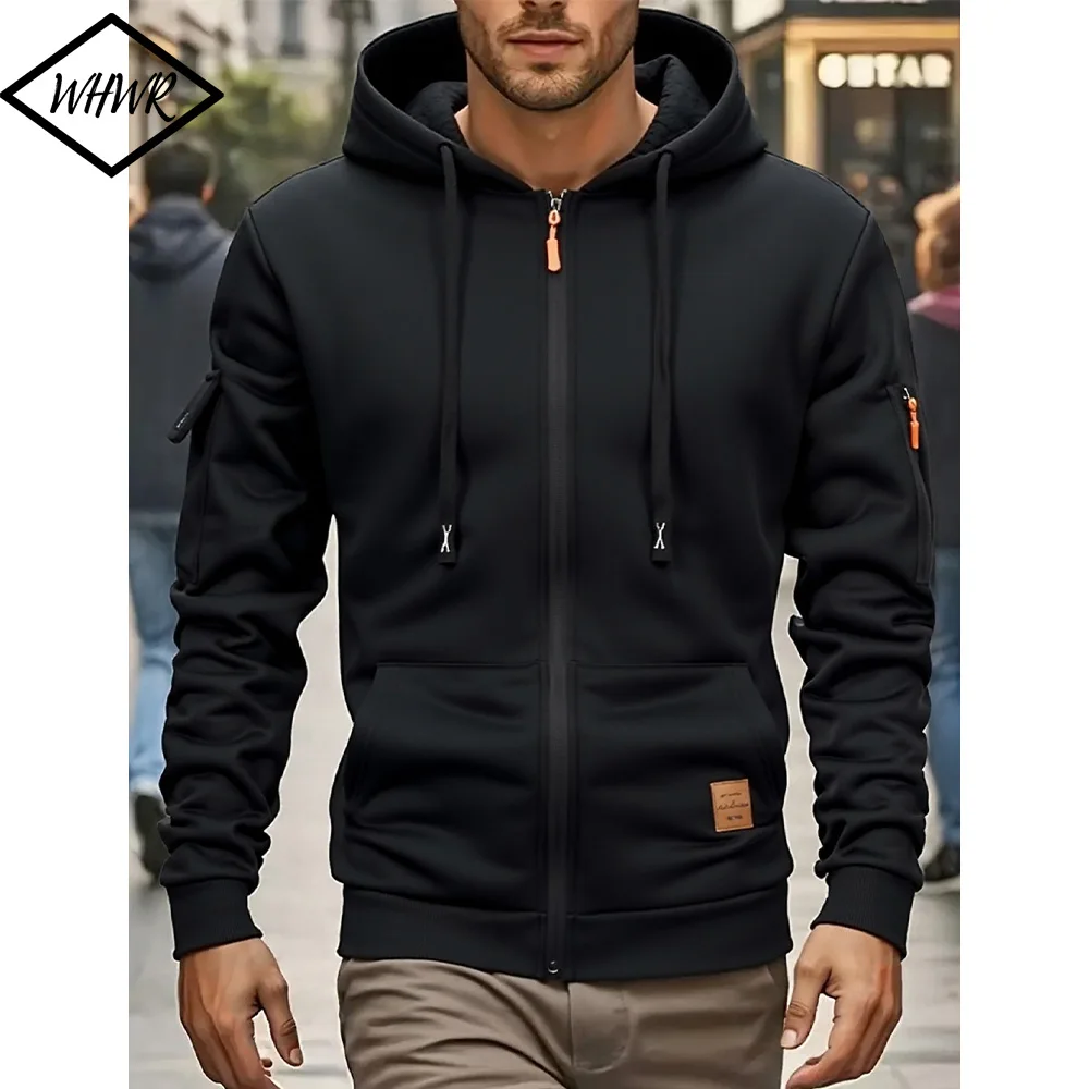 Herrenmode Reißverschluss Kapuzenjacke Herbst Winter Warm Hoodie Sweatshirt Outdoor Sportlich Wandern Jacken Mantel Trainingsanzug Herren