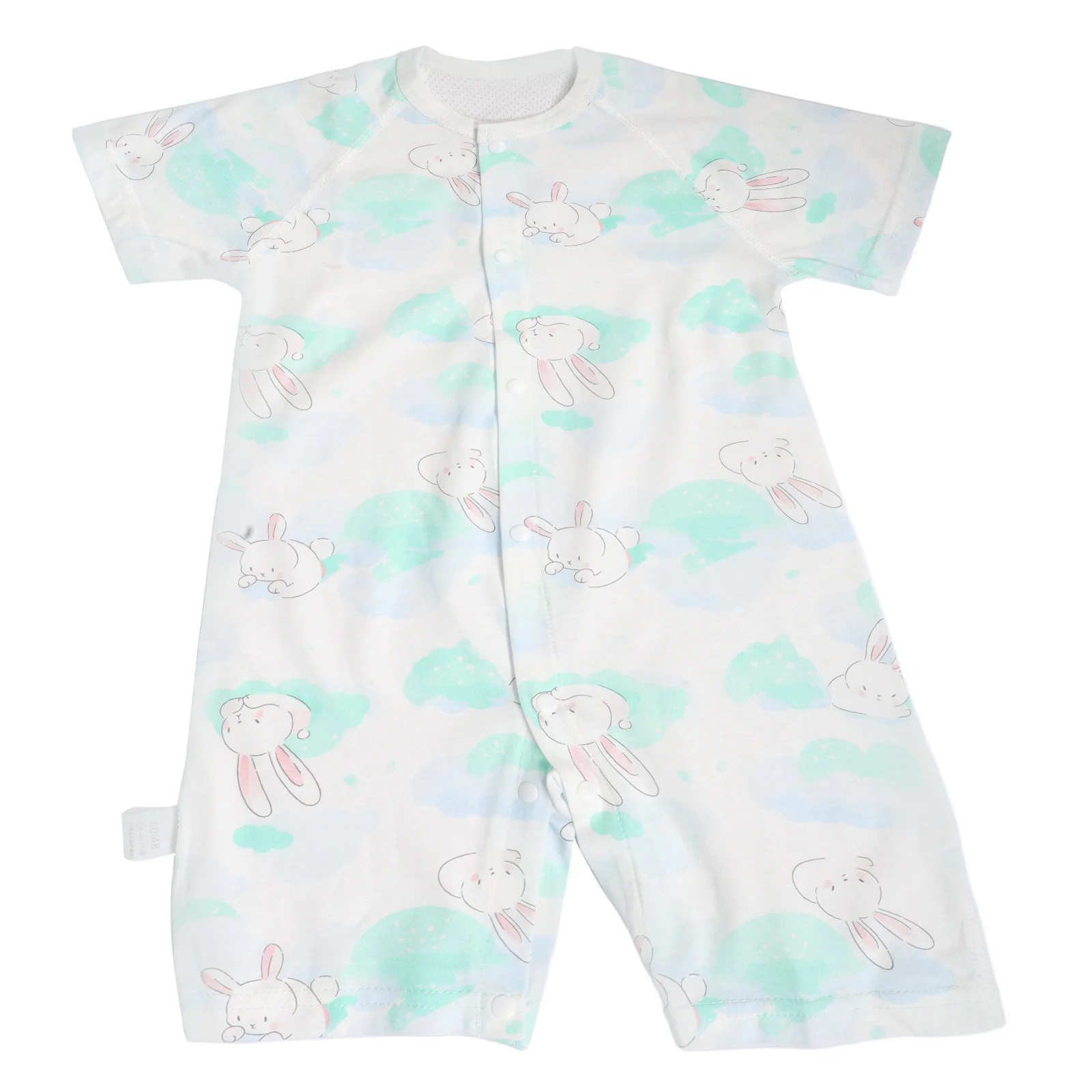 

Cotton Romper Short Sleeve Lightweight Unisex Toddler Jumpsuit Newborn Outfit Summer Clothes Rabbit Print Snap Buttons Toddler