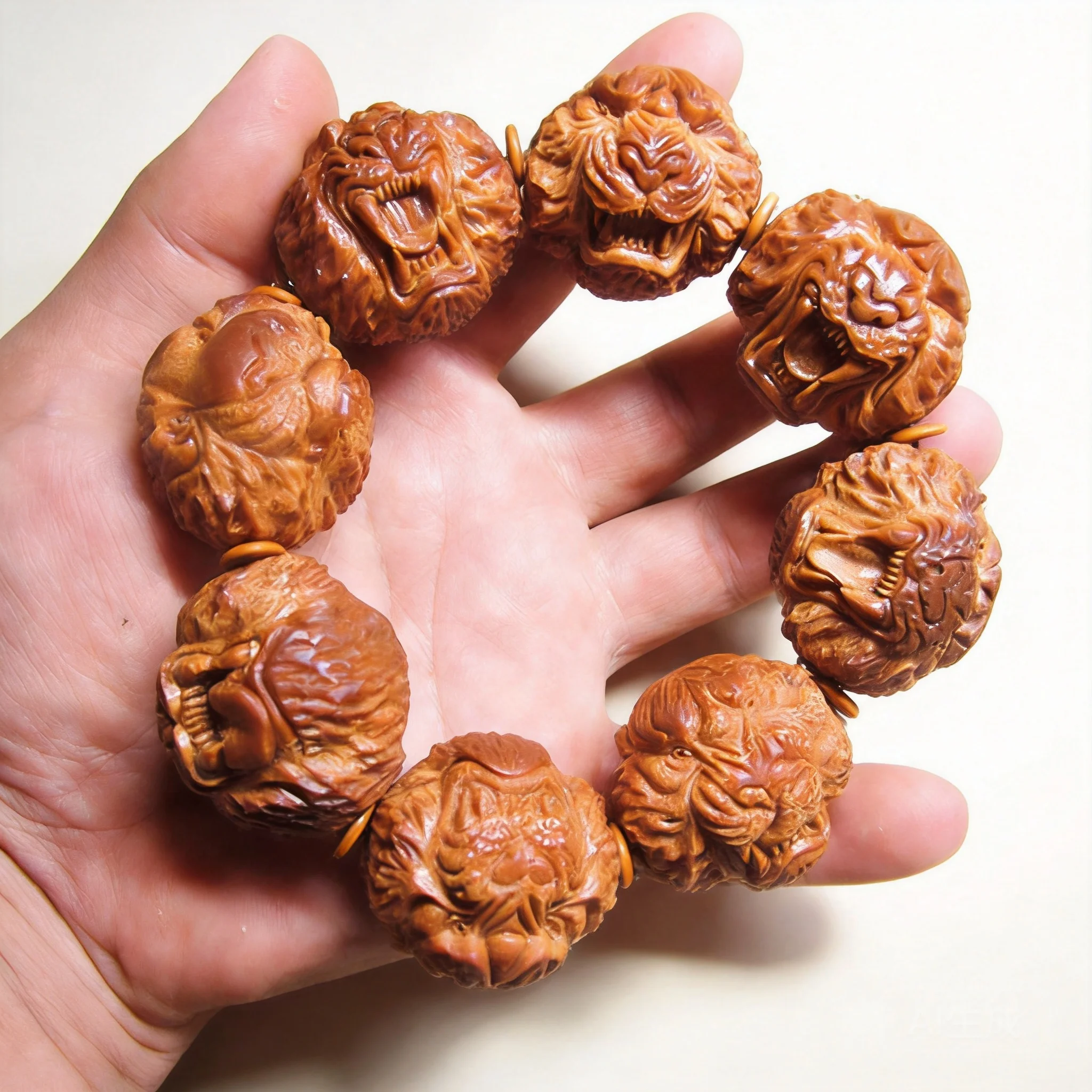 2026 Large Indonesian Olive Nut Bracelet Semi Hand Carved Tiger Head Wenwan Collectible Buddhist Prayer Beads For Meditation Dai
