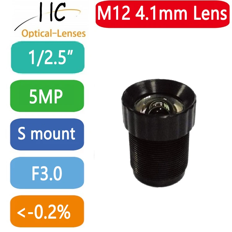 5 MegaPixel M12-Mount 4.1mm short-focus 1/2.5'' board lens F3.0 fixed Iris FA/Machine Vision lens,very low distortion
