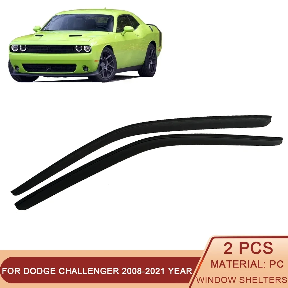 

For Dodge Challenger 2008-2021 Auto Black Tinted Car Side Window Visor Guard Vent Awnings Shelters Rain Guard Door Ventvisor