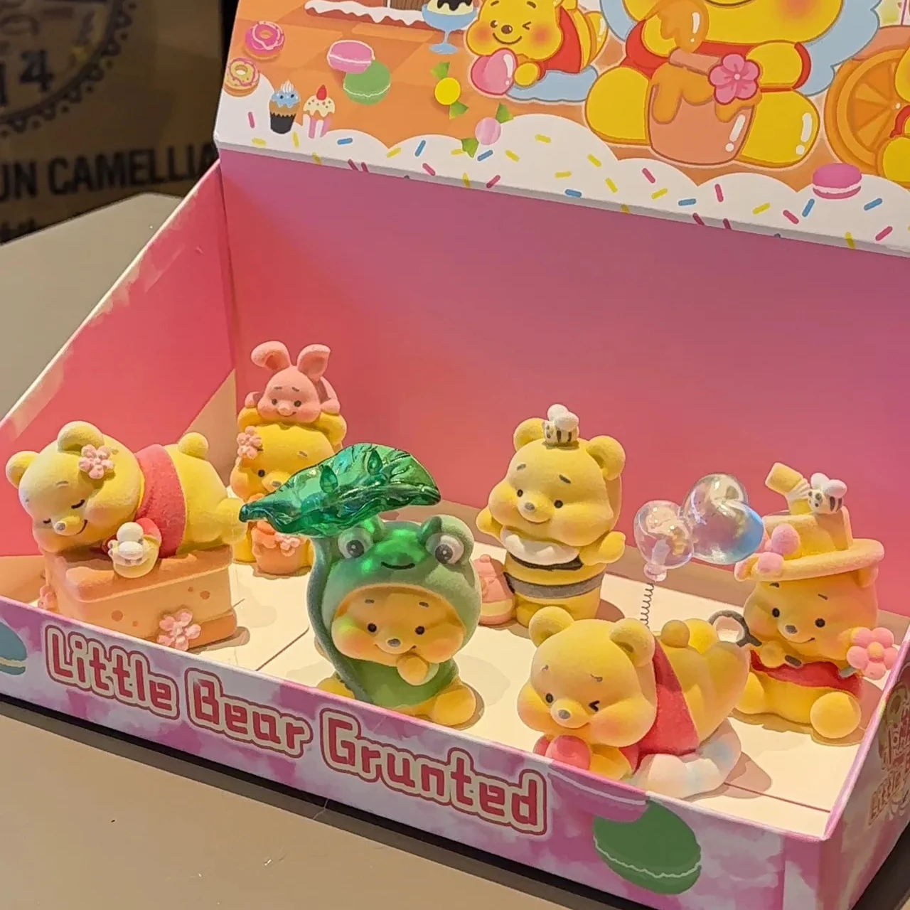 Disney Snoring Pooh Bear Blind Box MINI Secret Flocked Bear Cute Birthday Gift Pu Pu Peripheral Car Ornament Table Decoration